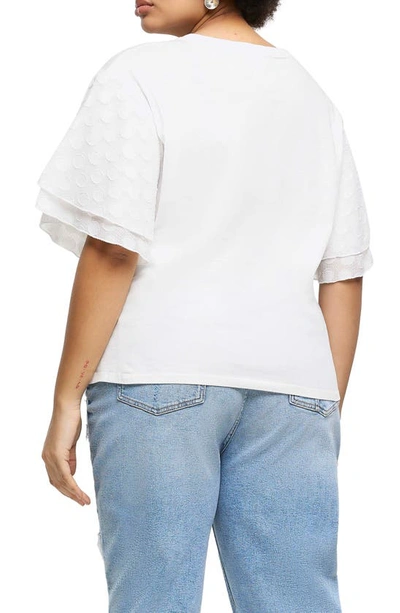 Shop River Island Polka Dot Frill Sleeve T-shirt In White