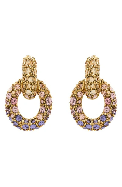Shop Oscar De La Renta Fortuna Crystal Drop Clip-on Earrings In Amethyst Multi