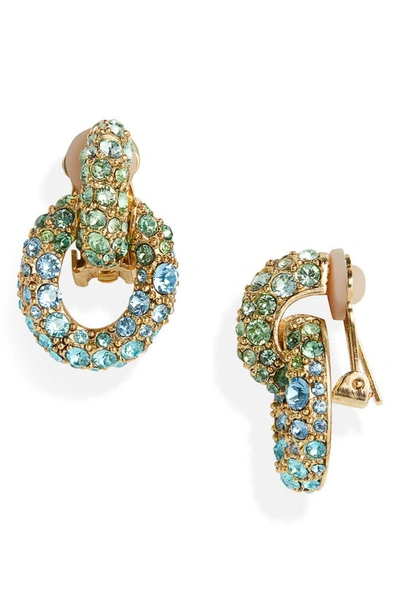 Shop Oscar De La Renta Fortuna Crystal Drop Clip-on Earrings In Blue Multi