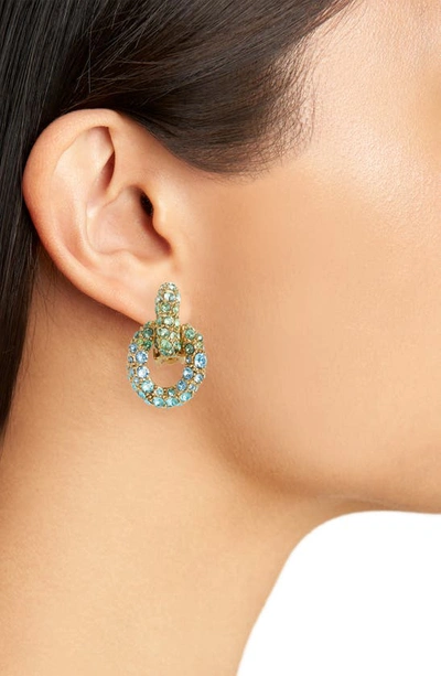 Shop Oscar De La Renta Fortuna Crystal Drop Clip-on Earrings In Blue Multi