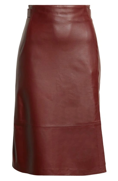 Shop Vince Leather Pencil Skirt In Dark Cinnamon Stick