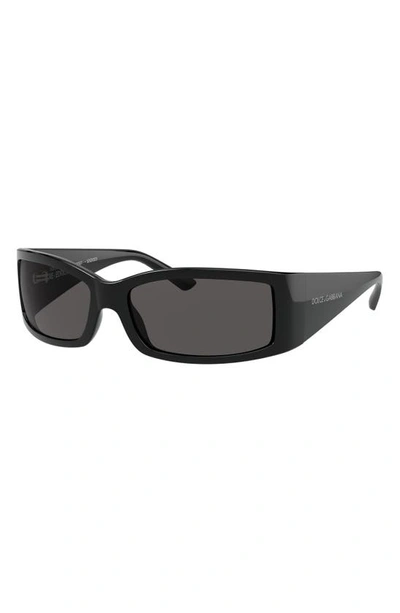 Shop Dolce & Gabbana 61mm Polarized Rectangular Sunglasses In Black