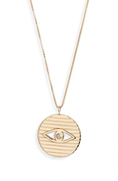 Shop Jennifer Zeuner Stassi Diamond Evil Eye Pendant Necklace In Yellow Gold