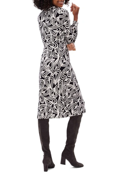Shop Diane Von Furstenberg Bogna Abstract Print Wrap Front Long Sleeve Dress In Heart Ocean