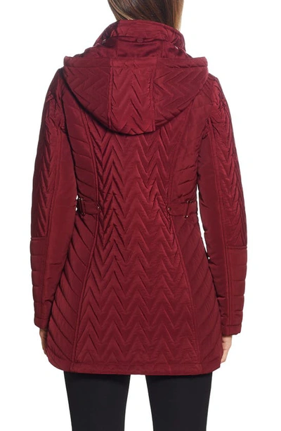 Gallery Hooded Quilt Jacket In Merlot