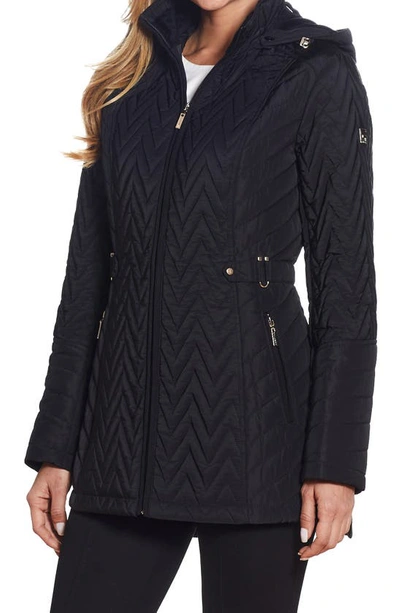 Shop Gallery Hooded Quilted Jacket In Black