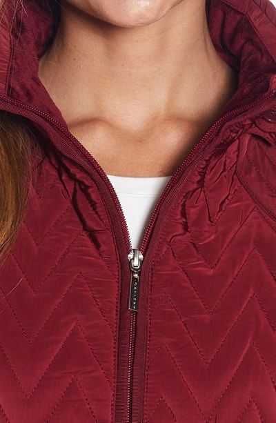 Gallery Hooded Quilt Jacket In Merlot