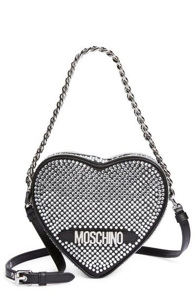 Moschino Leather Shoulder Bag In Fantasy Print Black At Nordstrom