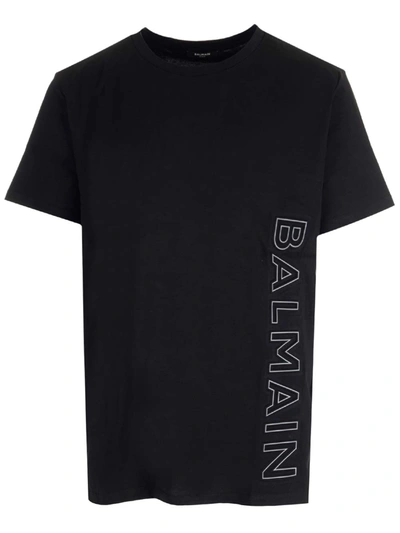 Shop Balmain Black T-shirt With Embossed Logo