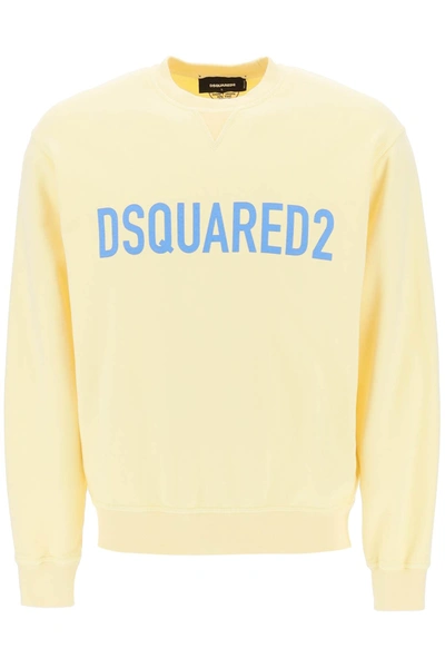 Shop Dsquared2 Logo Print Sweatshirt In Pale Green (yellow)