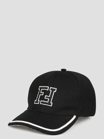 Shop Fendi College Ff Baseball Cap In Black
