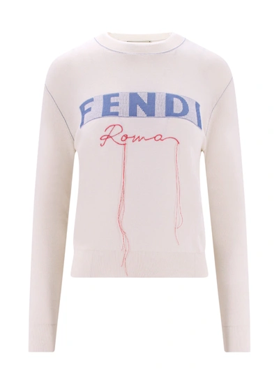 Shop Fendi Sweater In White
