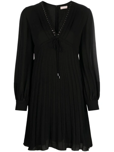 Shop Liu •jo Liu Jo Stud-embellished Midi Dress In Black