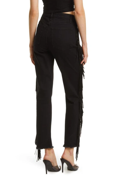 Juicy Couture Venice Fringe Straight Fit Jeans In Black