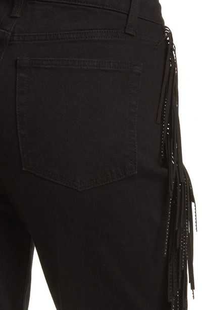 Juicy Couture Venice Fringe Straight Fit Jeans In Black