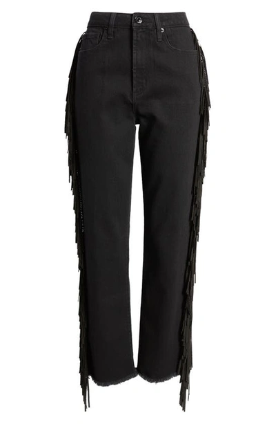 Juicy Couture Venice Fringe Straight Fit Jeans In Black