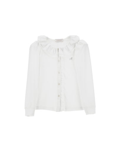 Monnalisa Jersey Shirt With Ruffles In White