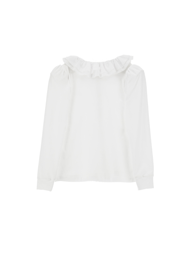 Monnalisa Jersey Shirt With Ruffles In White