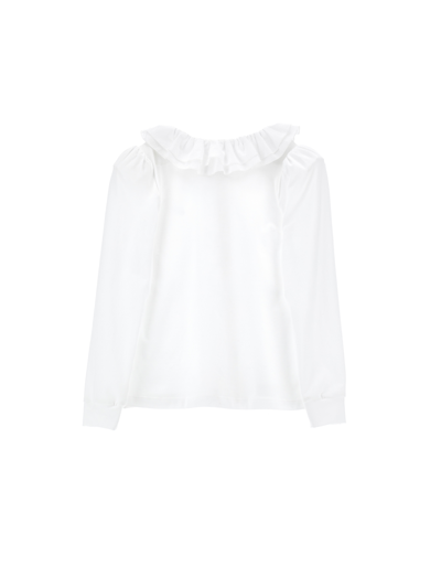 Monnalisa Jersey Shirt With Ruffles In White