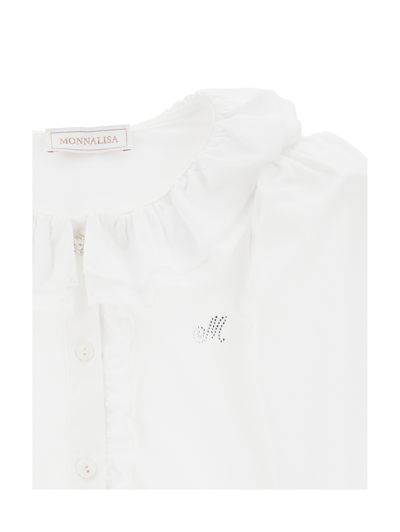 Monnalisa Jersey Shirt With Ruffles In White