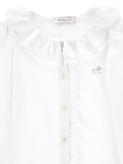Monnalisa Jersey Shirt With Ruffles In White