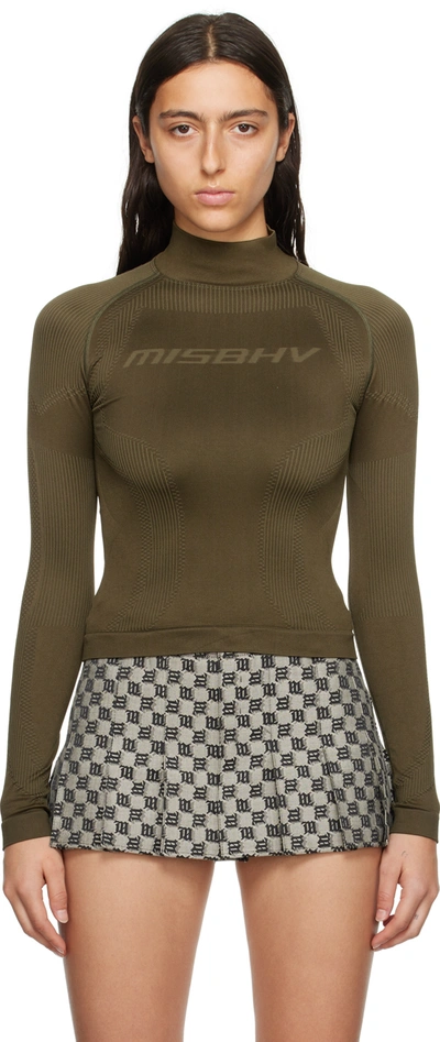 Shop Misbhv Khaki Fitted Top In Grunge Olive