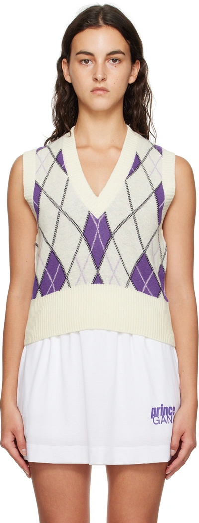 Ganni Off-white Prince Edition Harlequin Vest In 135 Egret