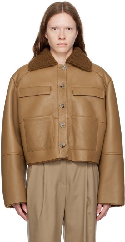 Shop Loulou Studio Brown Bugur Shearling Jacket