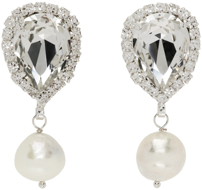 Shop Magda Butrym Silver Pearl Drop Dangle Earrings