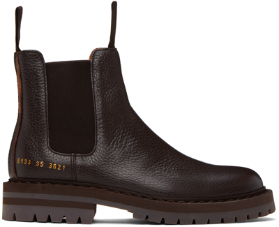 Shop Common Projects Brown Stamped Chelsea Boots In 3621 Brown