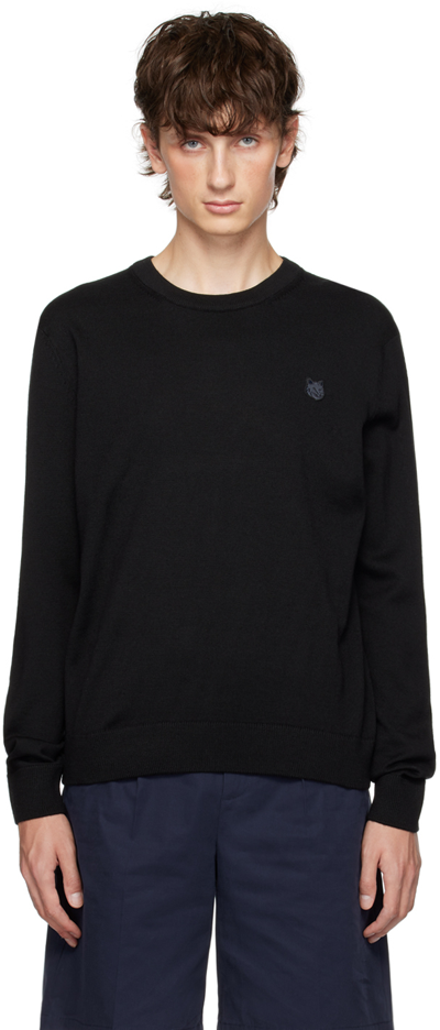 Shop Maison Kitsuné Black Bold Fox Head Sweater In P199 Black