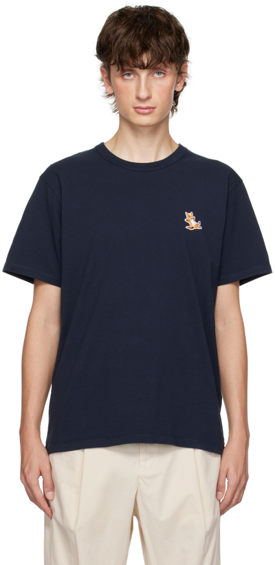 Shop Maison Kitsuné Navy Chillax Fox T-shirt In P480 Navy