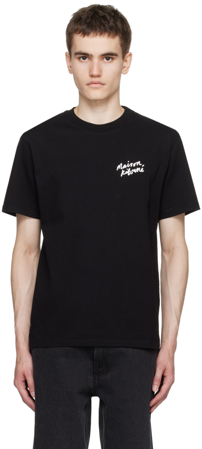 Shop Maison Kitsuné Black Mini Handwriting T-shirt In P199 Black