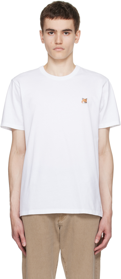 Shop Maison Kitsuné White Fox Head T-shirt In P100 White