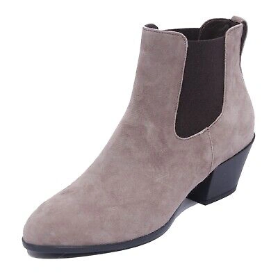 Pre-owned Hogan 8175ab Tronchetto Donna  Texano Suede Dove Grey Chelsea Boots Women