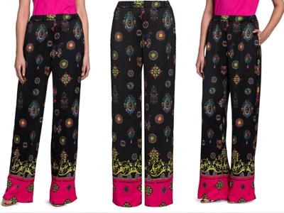 Pre-owned Versace Jeans Couture Printed Wide Leg Pants Trousers Pants Barock Leggings Hose In Schwarz