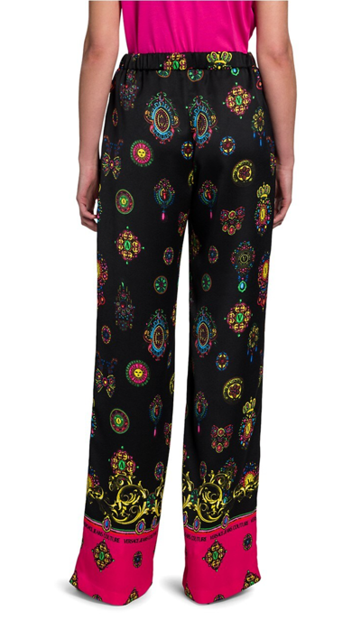 Pre-owned Versace Jeans Couture Printed Wide Leg Pants Trousers Pants Barock Leggings Hose In Schwarz