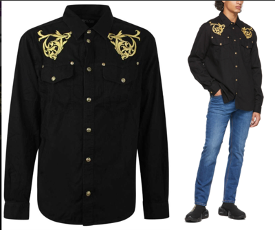 Pre-owned Versace Jeans Couture Unisex Regalia Baroque Denim Shirt Jacket Hemd Jacke Xs