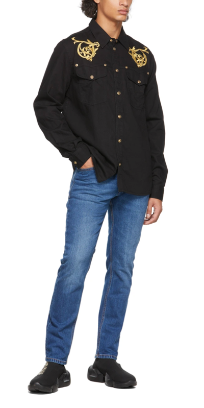 Pre-owned Versace Jeans Couture Unisex Regalia Baroque Denim Shirt Jacket Hemd Jacke Xs