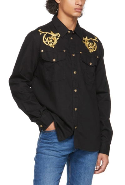 Pre-owned Versace Jeans Couture Unisex Regalia Baroque Denim Shirt Jacket Hemd Jacke Xs