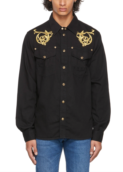Pre-owned Versace Jeans Couture Unisex Regalia Baroque Denim Shirt Jacket Hemd Jacke Xs