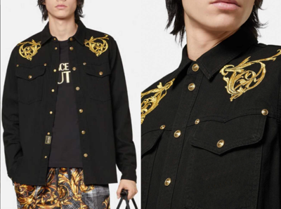 Pre-owned Versace Jeans Couture Unisex Regalia Baroque Denim Shirt Jacket Hemd Jacke Xs