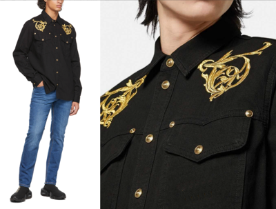 Pre-owned Versace Jeans Couture Unisex Regalia Baroque Denim Shirt Jacket Hemd Jacke Xs