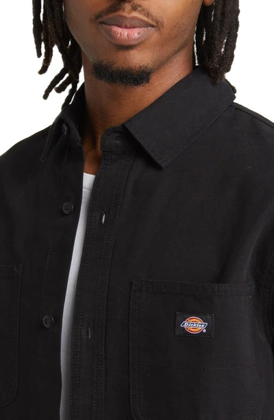 Shop Dickies Duck Cotton Canvas Button-up Shirt In Stonewashed Black