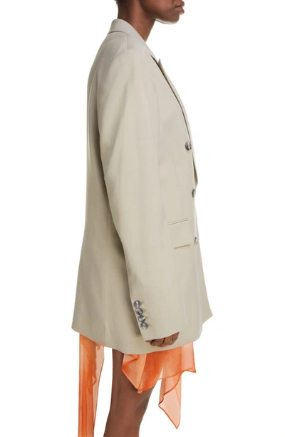 Shop Acne Studios Jayden Herringbone Oversize Double Breasted Blazer In Dusty Grey