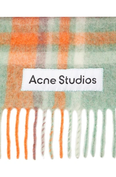 Shop Acne Studios Vana Plaid Wool Scarf In Orange/ Lilac/ Aqua Blue