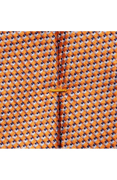 Shop Eton Textured Neat Silk Tie In Medium Orange