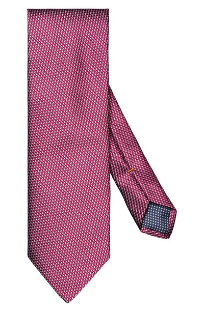 Shop Eton Textured Neat Silk Tie In Medium Red