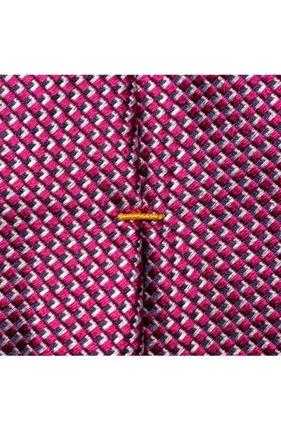 Shop Eton Textured Neat Silk Tie In Medium Red