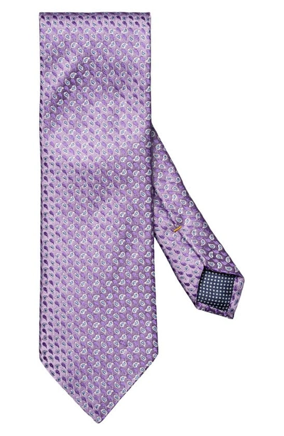 Shop Eton Pine Paisley Silk Tie In Dark Purple